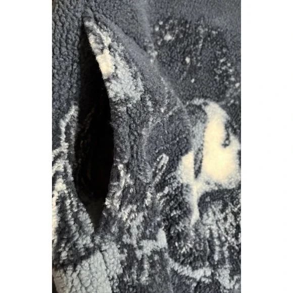 Willow Lane Jacket Women 1X Blue Fleece Dog Print Full Zip Reversible Coat - Picture 7 of 9